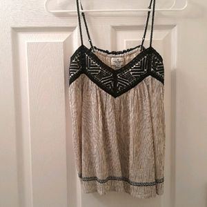 American Eagle Pinstripe & Embroidered Top S